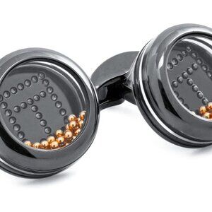 Solitaire Cufflinks In Stainless Steel - Black